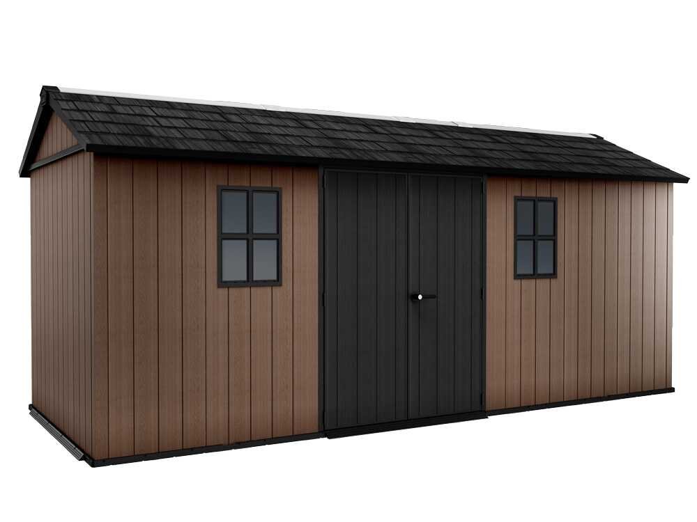keter newton plus 7517/1775 abri de jardin avec porte à double battant et fenêtres 230 x 539 x 246 cm