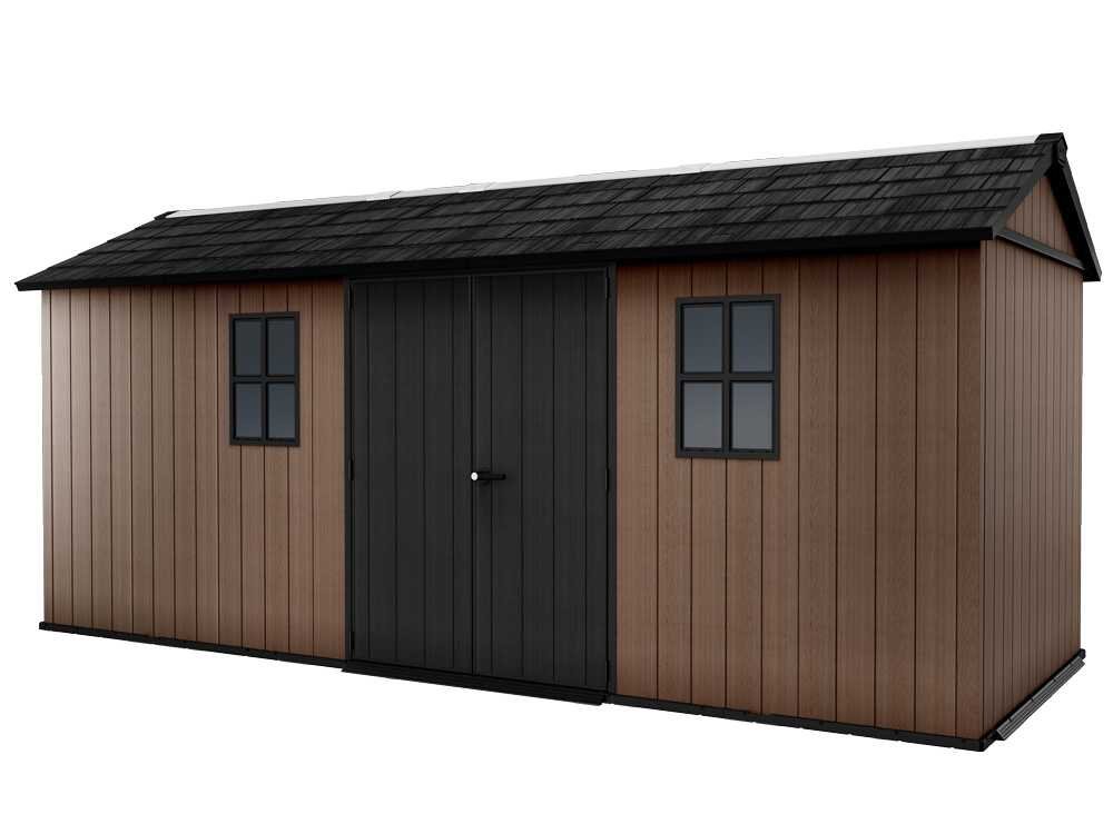 keter newton plus 7517/1775 abri de jardin avec porte à double battant et fenêtres 230 x 539 x 246 cm
