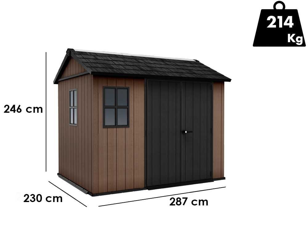 keter newton plus 759/975 abri de jardin avec porte à double battant et fenêtres 230 x 287 x 246 cm - Machines territoires keter newton plus 759/975 abri de jardin avec porte à double battant et fenêtres 230 x 287 x 246 cm