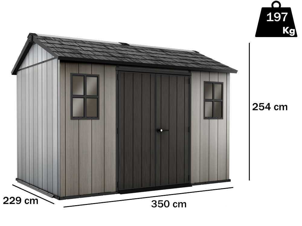 keter oakland 1175 abri de jardin avec fenêtres frontales 350x229x254 cm keter oakland 1175 abri de jardin avec fenêtres frontales 350x229x254 cm