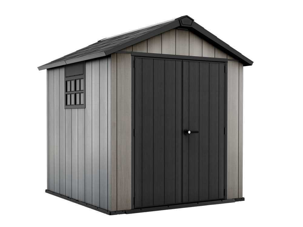 keter oakland 757 abri de jardin avec porte à double battant et fenêtre 229x223.5x242 cm