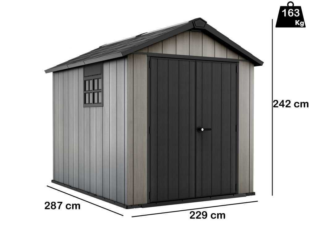 keter oakland 759 abri de jardin avec porte double battant et fenêtre 229x287x242 cm keter oakland 759 abri de jardin avec porte double battant et fenêtre 229x287x242 cm
