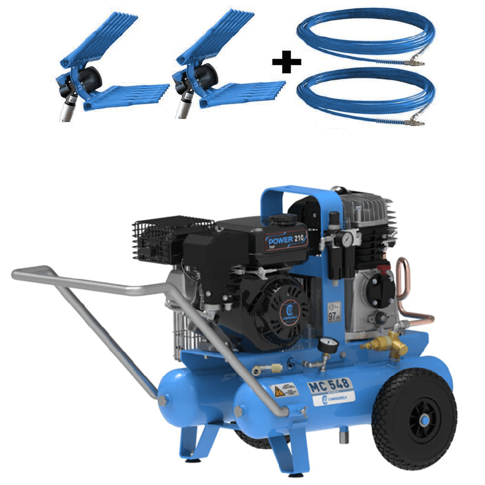 kit motocompresseur campagnola mc 548 7hp + 2 peignes vibreurs pneumatiques tuono evo
