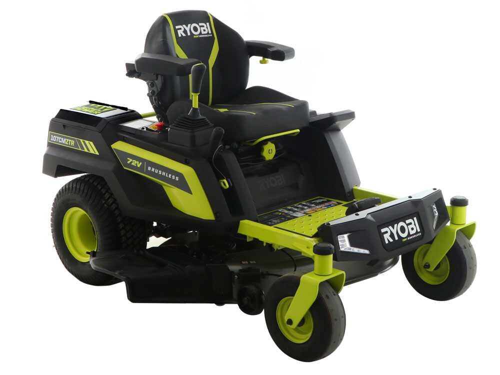 ryobi ztrx107 tracteur tondeuse sur batterie rayon de braquage zéro 72v/20ah coupe de 107cm 2en1 ryobi ztrx107 tracteur tondeuse sur batterie rayon de braquage zéro 72v/20ah coupe de 107cm 2en1