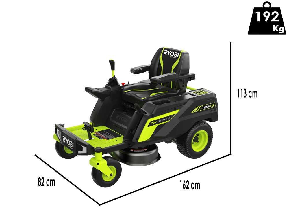ryobi ztrx76 tondeuse autoportée à batterie et rayon de braquage zéro 72v/20 ah coupe de 76 cm 2en1 - Machines territoires ryobi ztrx76 tondeuse autoportée à batterie et rayon de braquage zéro 72v/20 ah coupe de 76 cm 2en1
