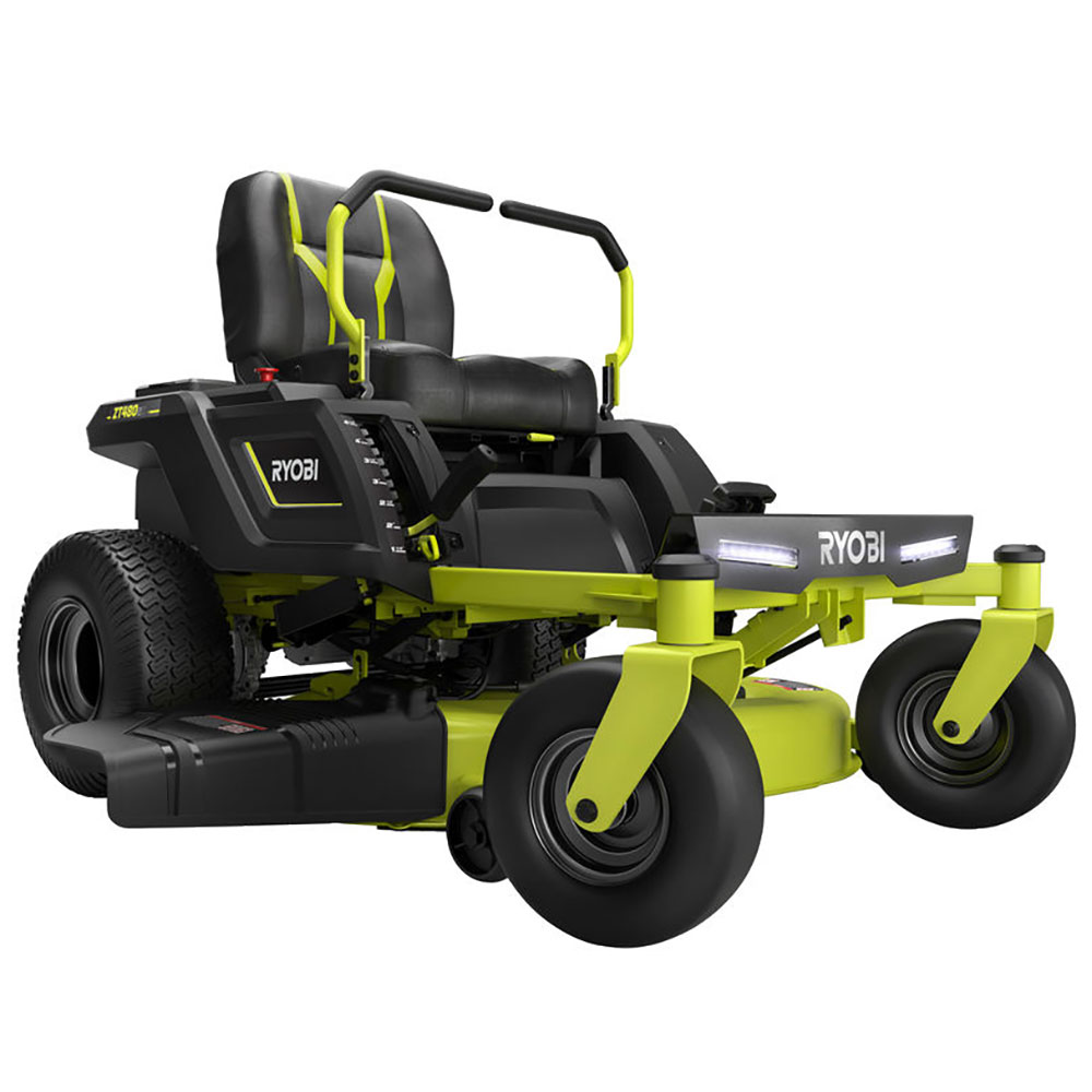 tondeuse autoportée ryobi ztr480ex à rayon de braquage zéro moteur électrique sur batterie 48v/100ah coupe de 107cm 2en1 tondeuse autoportée ryobi ztr480ex à rayon de braquage zéro moteur électrique sur batterie 48v/100ah coupe de 107cm 2en1