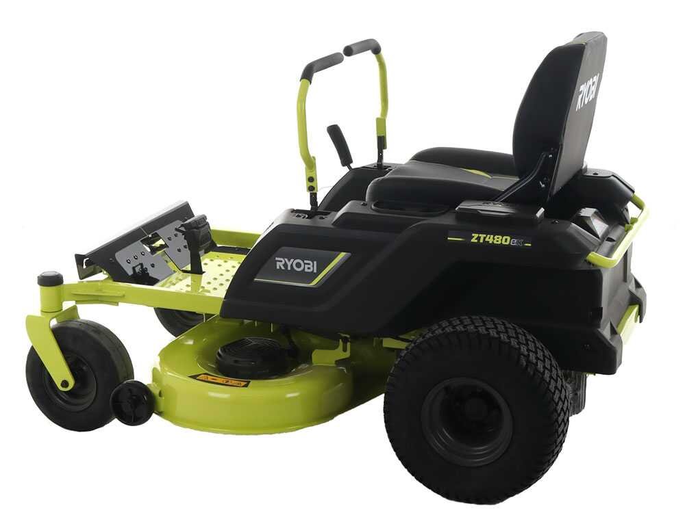 tondeuse autoportée ryobi ztr480ex à rayon de braquage zéro moteur électrique sur batterie 48v/100ah coupe de 107cm 2en1 tondeuse autoportée ryobi ztr480ex à rayon de braquage zéro moteur électrique sur batterie 48v/100ah coupe de 107cm 2en1