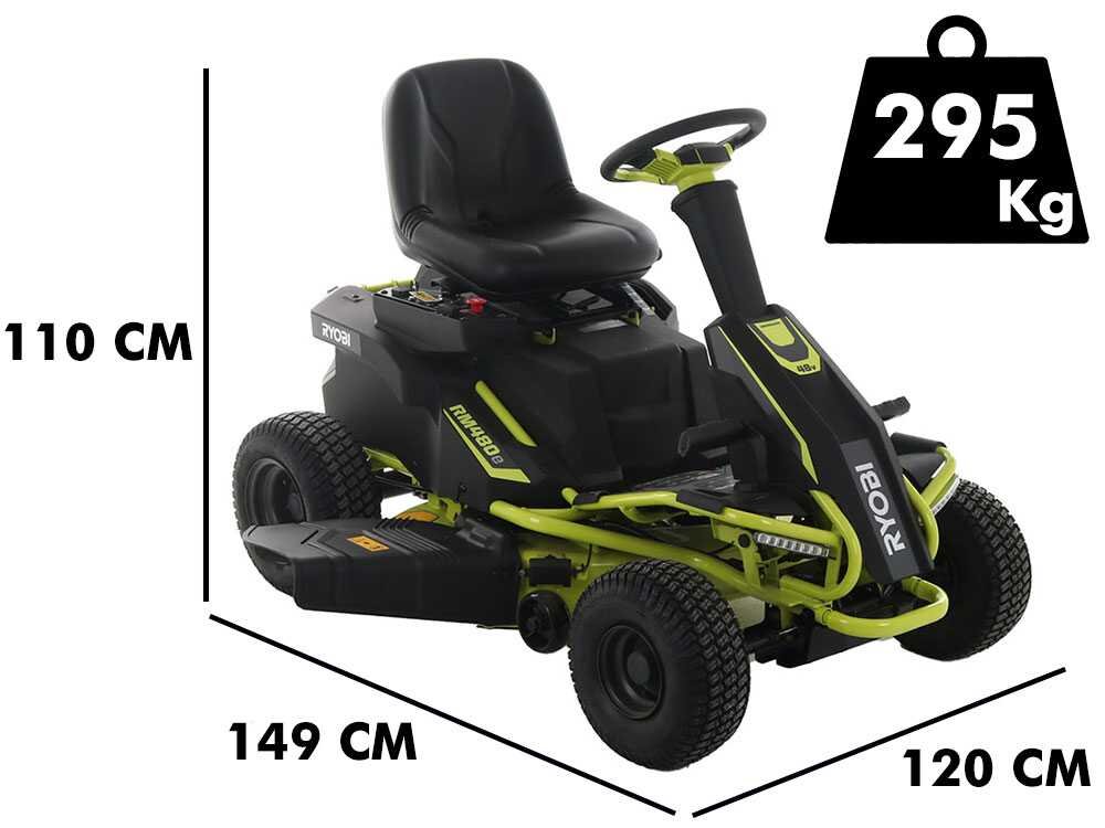 tracteur tondeuse à batterie ryobi rm480e coupe mulching Éjection latérale 4 x 12v au plomb liquide