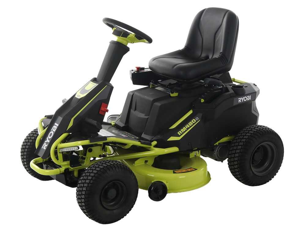 tracteur tondeuse à batterie ryobi rm480e coupe mulching Éjection latérale 4 x 12v au plomb liquide