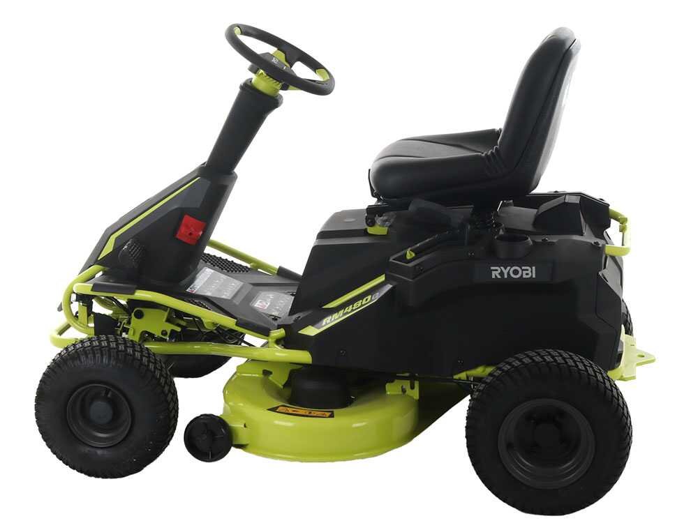 tracteur tondeuse à batterie ryobi rm480e coupe mulching Éjection latérale 4 x 12v au plomb liquide