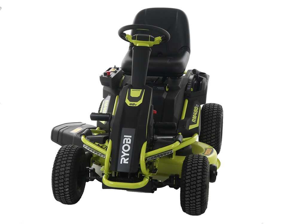 tracteur tondeuse à batterie ryobi rm480e coupe mulching Éjection latérale 4 x 12v au plomb liquide