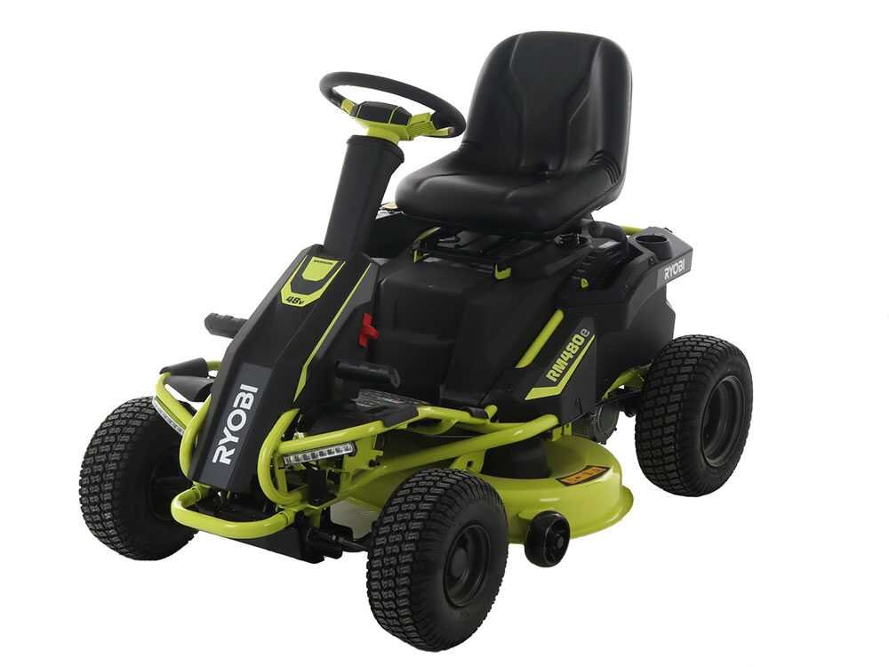 tracteur tondeuse à batterie ryobi rm480e coupe mulching Éjection latérale 4 x 12v au plomb liquide