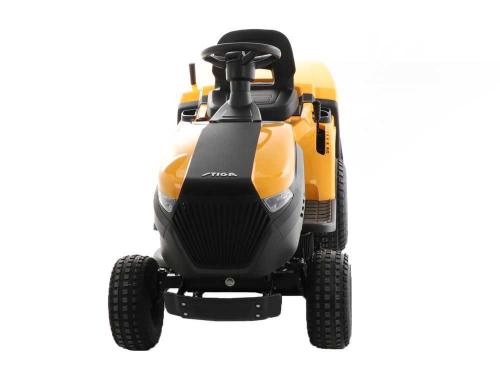 tracteur tondeuse à batterie stiga estate 384e bac de ramassage puissance 48v/30ah