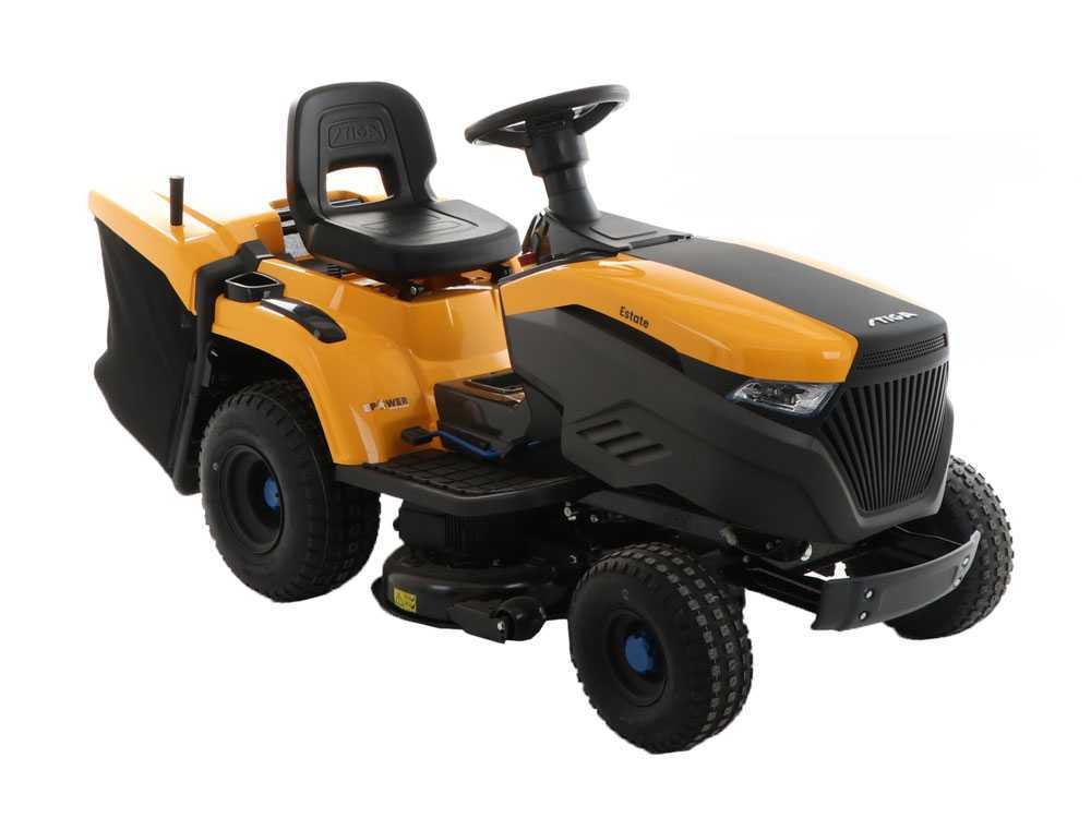 tracteur tondeuse à batterie stiga estate 384e bac de ramassage puissance 48v/30ah