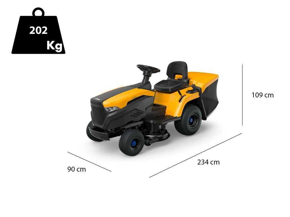 tracteur tondeuse à batterie stiga estate 584e bac de ramassage puissance 48v/40ah