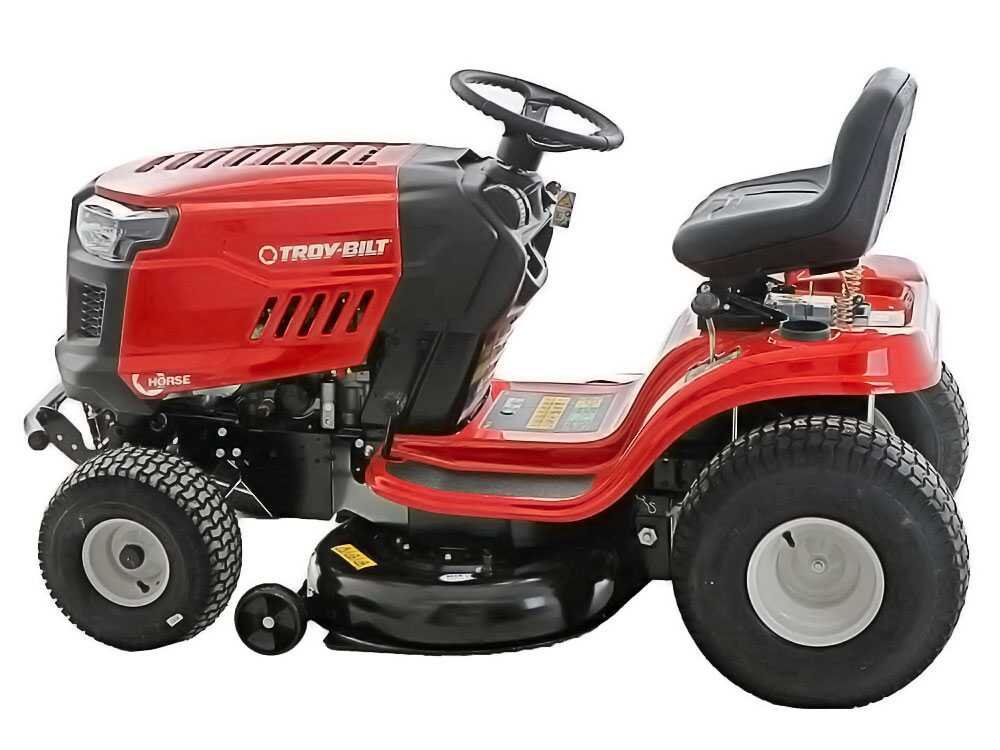 troy bilt horse 107t s tracteur tondeuse boîte continue cvt éjection latérale