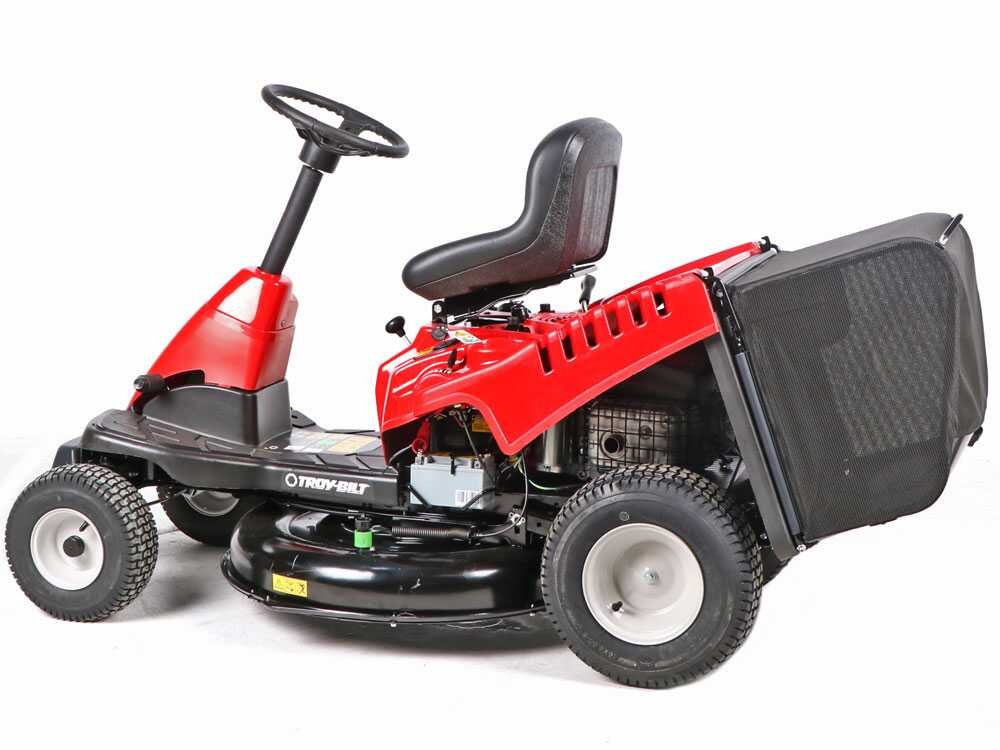 troy bilt tb 76t r tondeuse autoportée avec bac de ramassage moteur de 382 cc démarrage électrique